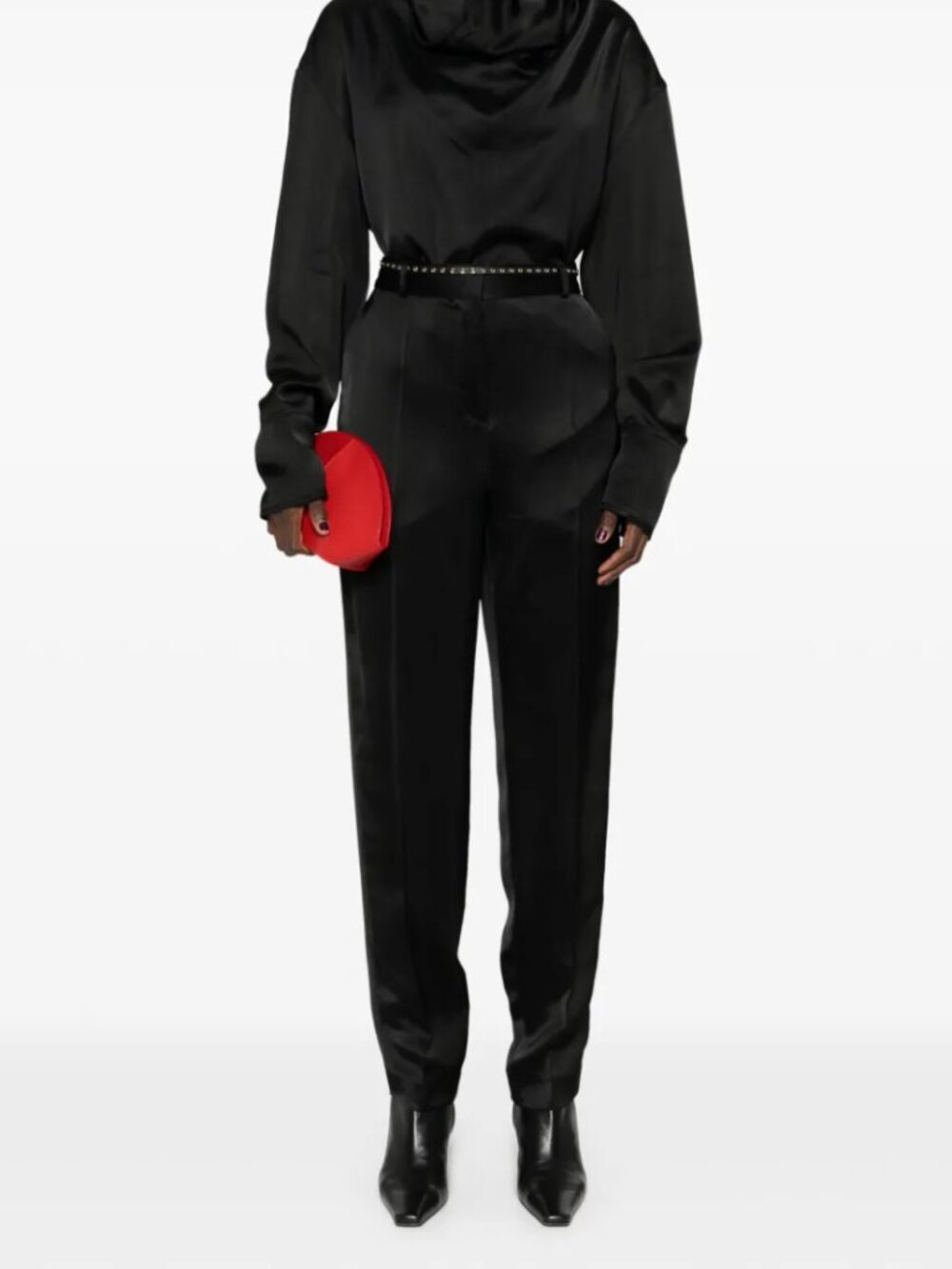 Toteme Low Waist Satin Trousers - Black - Size 38/US 6